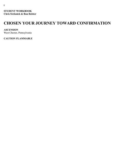 Book cover of CHOSEN YOUR JOURNEY TOWARD CONFIRMATION