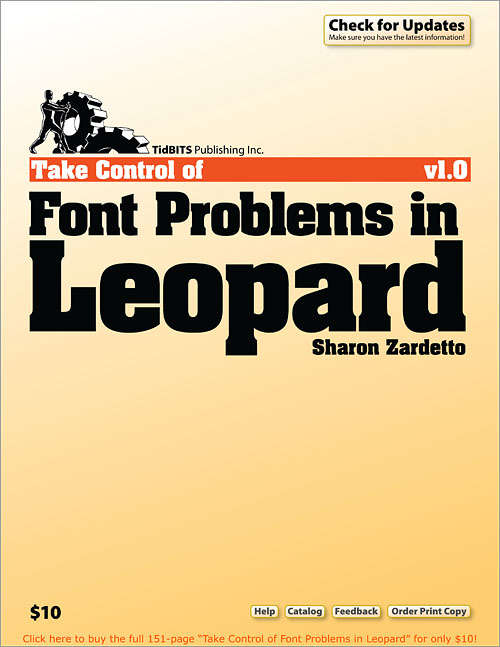 Book cover of Take Control of Font Problems in Leopard