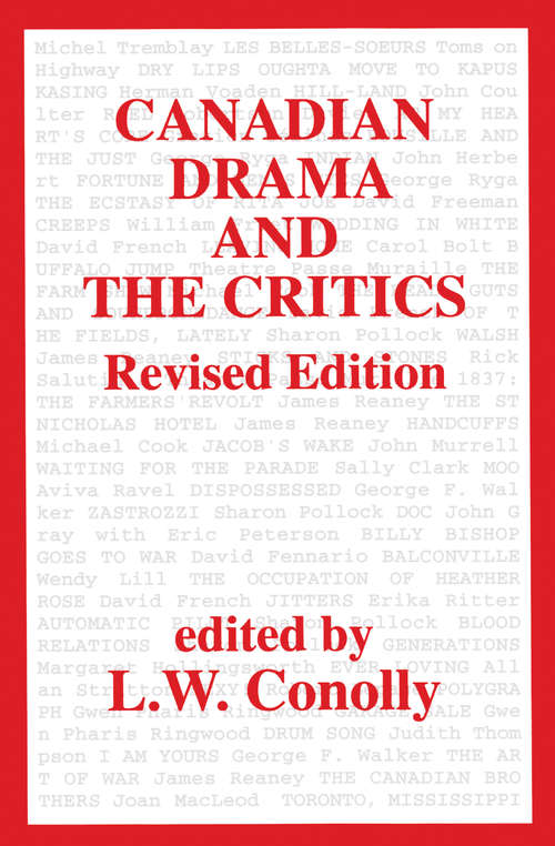 Book cover of Canadian Drama and the Critics