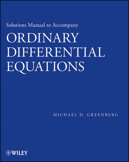 Solutions Manual to accompany Ordinary Differential Equations