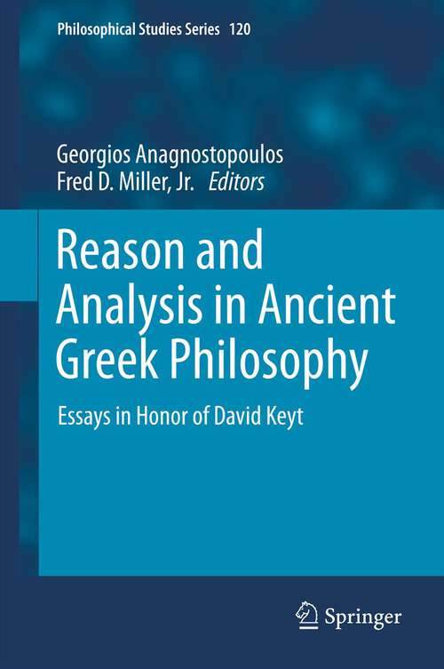 Book cover of Reason and Analysis in Ancient Greek Philosophy