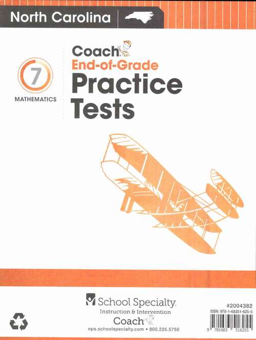 Book cover of North Carolina Practice Coach Plus Grade 7 Practice Tests