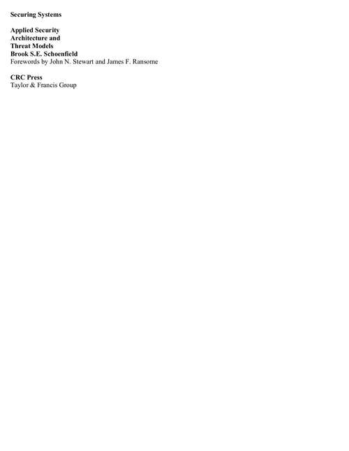 Book cover of Securing Systems: Applied Security Architecture and Threat Models