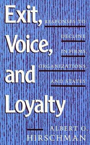 Exit, Voice, and Loyalty: Responses to Decline in Firms, Organizations, and States