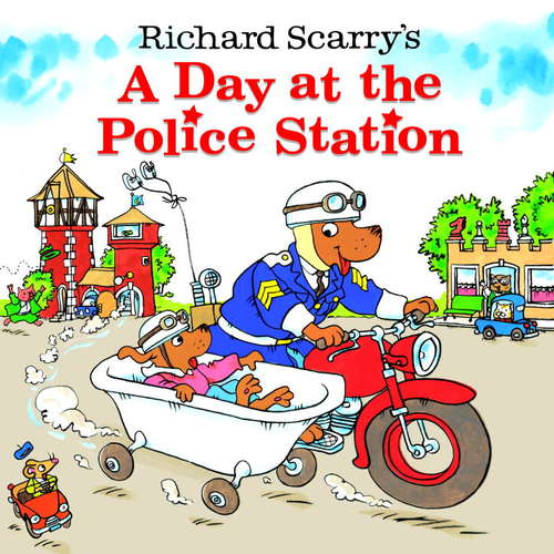 Book cover of Richard Scarry's A Day at the Police Station (Look-Look)