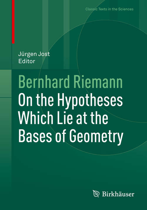Book cover of On the Hypotheses Which Lie at the Bases of Geometry
