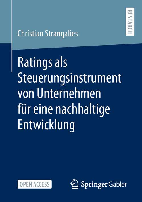 Book cover of Ratings als Steuerungsinstrument von Unternehmen für eine nachhaltige Entwicklung (2024)