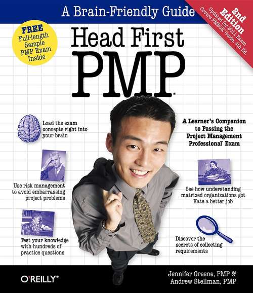 Book cover of Head First PMP: A Brain-Friendly Guide to Passing the Project Management Professional Exam (Head First)