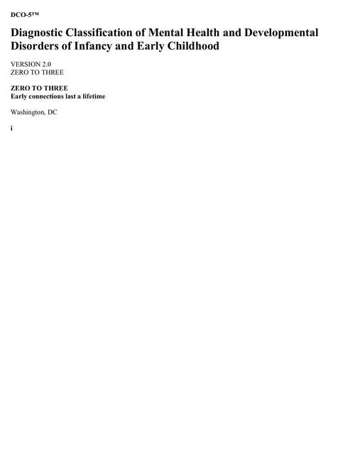Book cover of Diagnostic Classification of Mental Health and Developmental Disorders of Infancy and Early Childhood