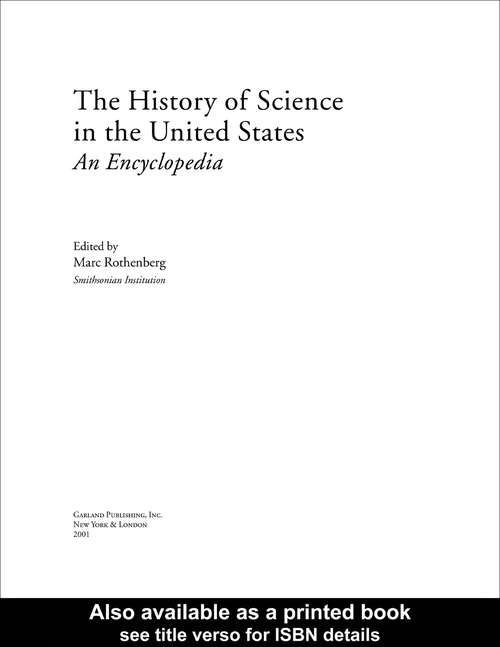 History of Science in United States: An Encyclopedia