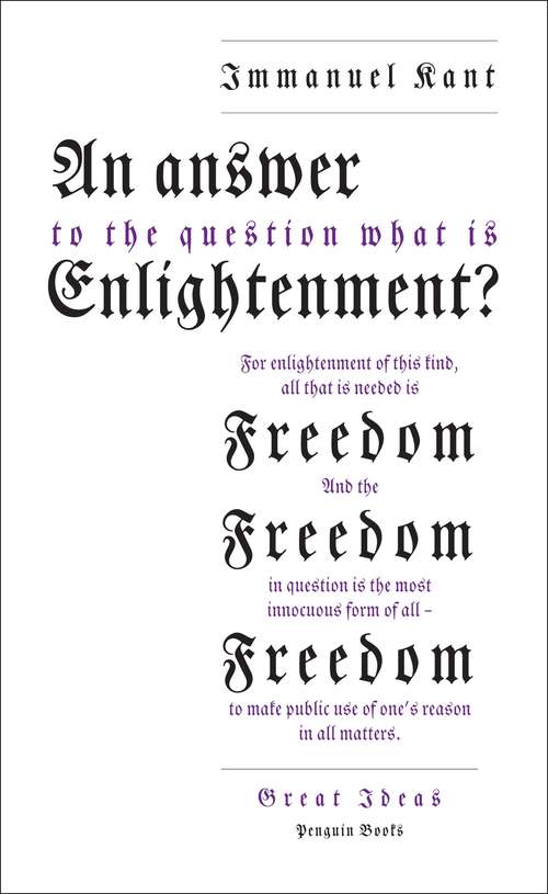 Book cover of An Answer to the Question: 'What is Enlightenment?' (Penguin Great Ideas)