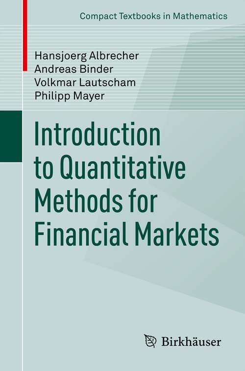 Book cover of Introduction to Quantitative Methods for Financial Markets
