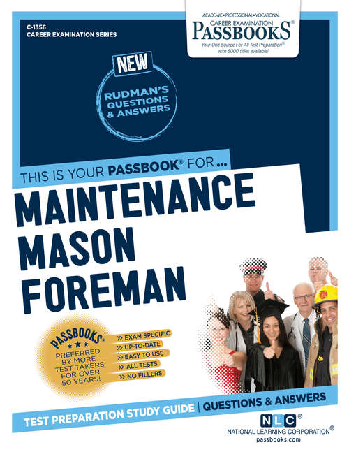 Book cover of Maintenance Mason Foreman: Passbooks Study Guide (Career Examination Series)