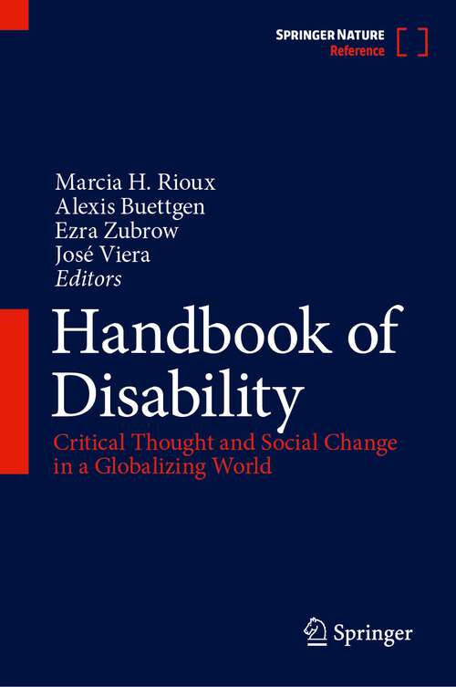 Book cover of Handbook of Disability: Critical Thought and Social Change in a Globalizing World (2024)