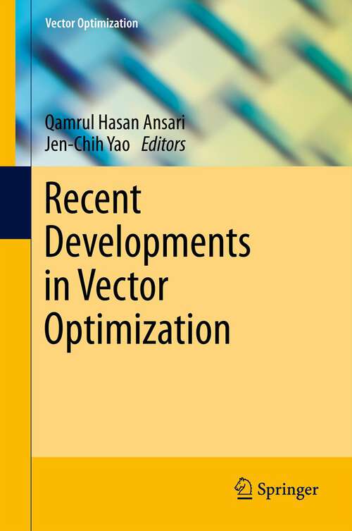 Book cover of Recent Developments in Vector Optimization