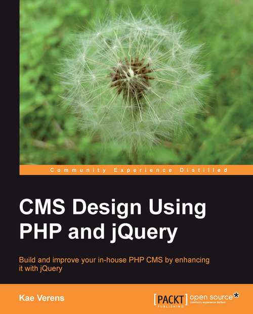 Book cover of CMS Design Using PHP and jQuery