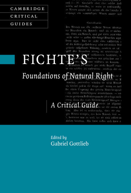 Book cover of Cambridge Critical Guides: Fichte’s Foundations of Natural Right