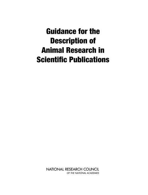Book cover of Guidance for the Description of Animal Research in Scientific Publications
