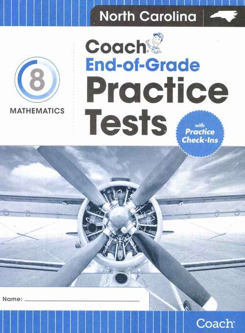 Book cover of North Carolina Practice Coach Plus Math Grade 8 Practice Tests