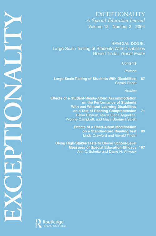 Book cover of Large-scale Testing of Students With Disabilities: A Special Issue of exceptionality