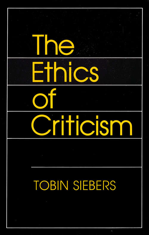 Book cover of The Ethics of Criticism