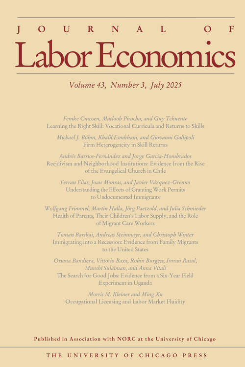 Book cover of Journal of Labor Economics, volume 43 number 3 (July 2025)