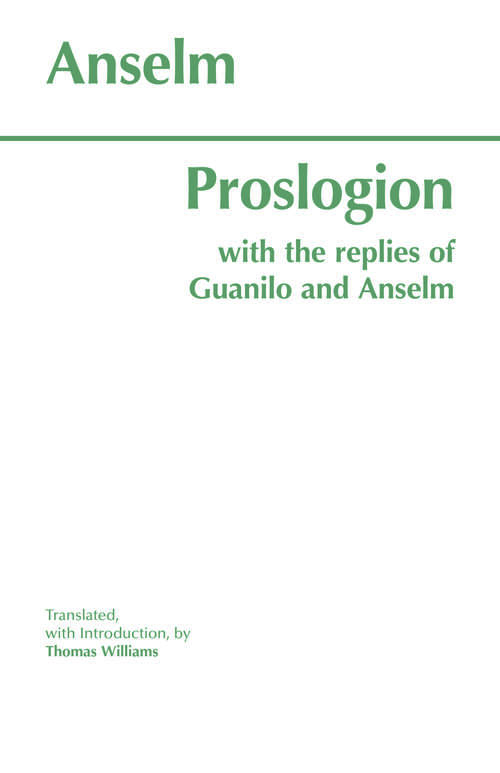 Book cover of Proslogion: With the Replies of Gaunilo and Anselm