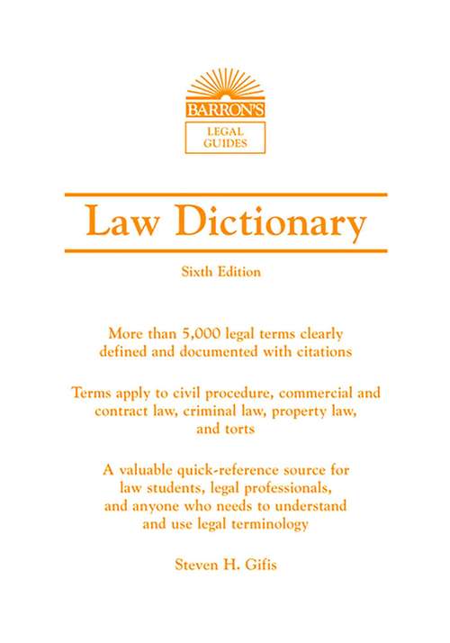 Book cover of Law Dictionary, (Mass Market) 6th Ed.