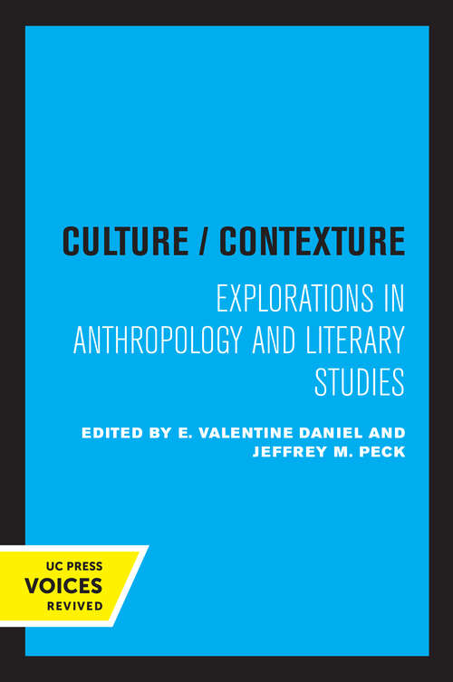 Book cover of Culture/Contexture: Explorations in Anthropology and Literary Studies