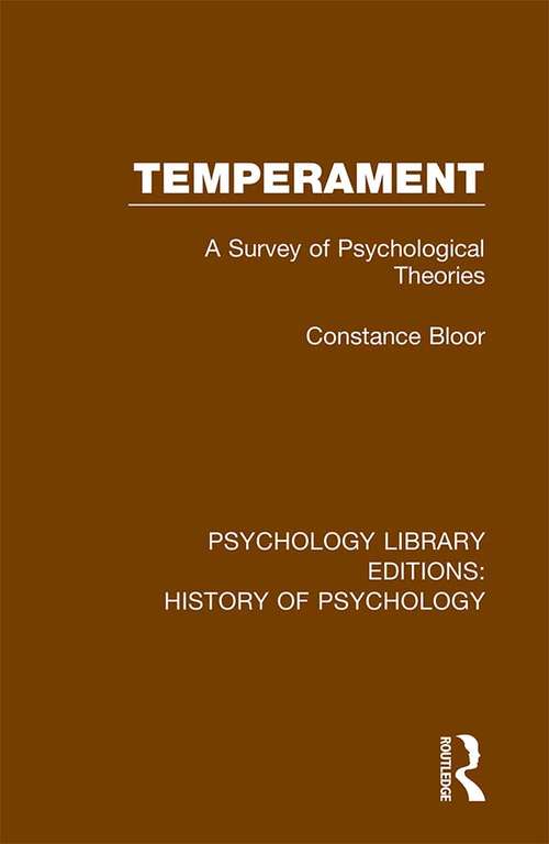 Book cover of Temperament: A Survey of Psychological Theories (Psychology Library Editions: History of Psychology)