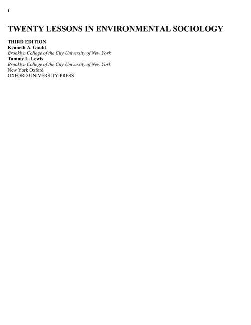 Book cover of Twenty Lessons in Environmental Sociology (Third Edition)