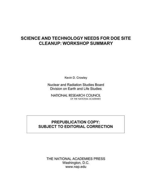 Book cover of Science and Technology for DOE Site Cleanup: Workshop Summary
