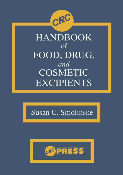 Book cover of CRC Handbook of Food, Drug, and Cosmetic Excipients (2)