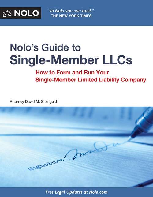 Book cover of Nolo’s Guide to Single Member LLCs