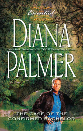 image: man standing in front of trees with hands on his side. Text: The Case of the Confirmed Bachelor. Diana Palmer.